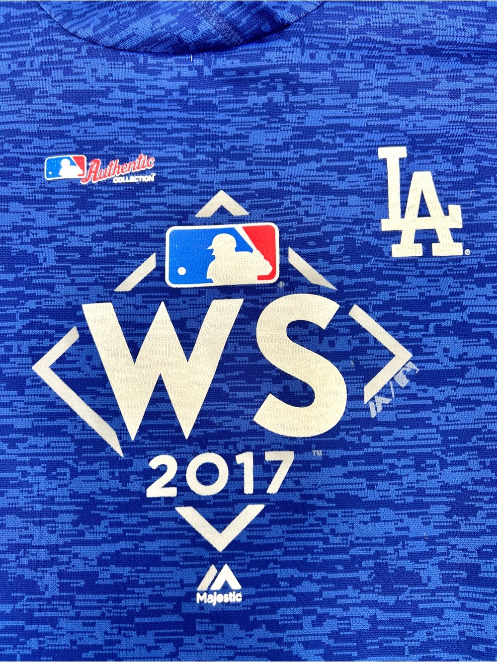 Los Angeles Dodgers Hoodie Mens Medium Blue World Series 2017 MLB Majestic - Picture 2 of 6